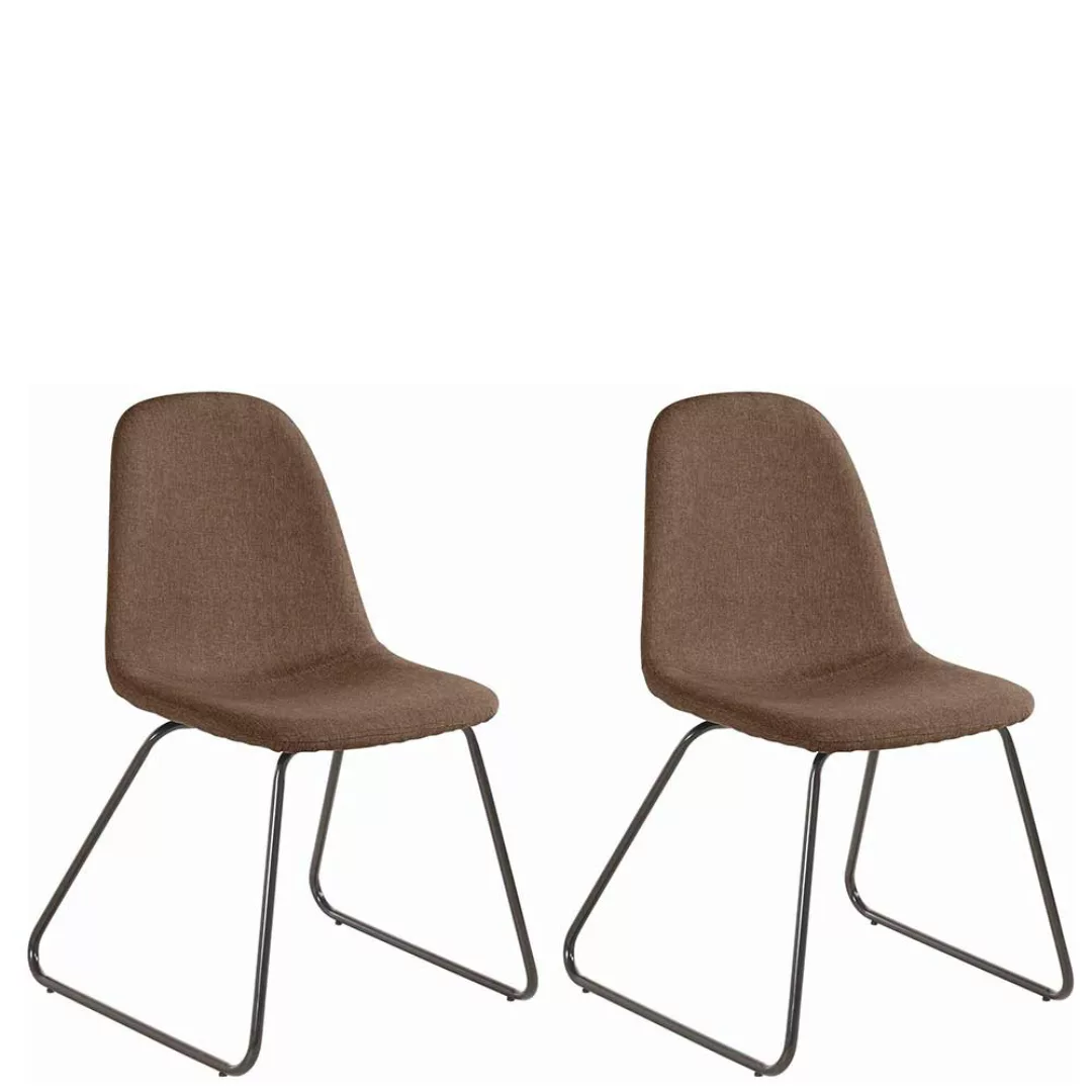 Webstoff Stühle in Hellbraun Metallbügeln (Set) günstig online kaufen