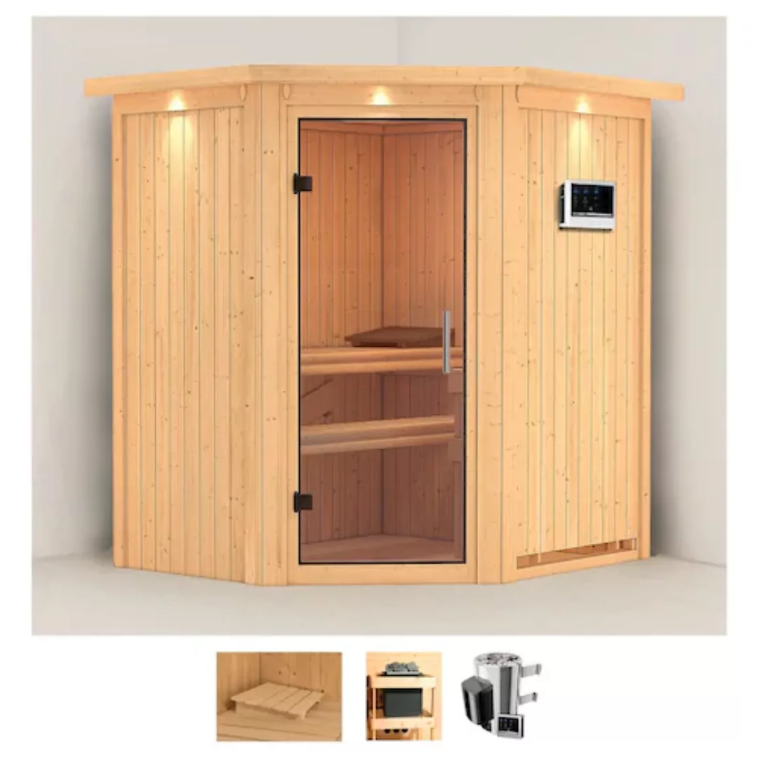 Karibu Sauna »Tomke«, (Set), 3,6-kW-Plug & Play Ofen mit externer Steuerung günstig online kaufen