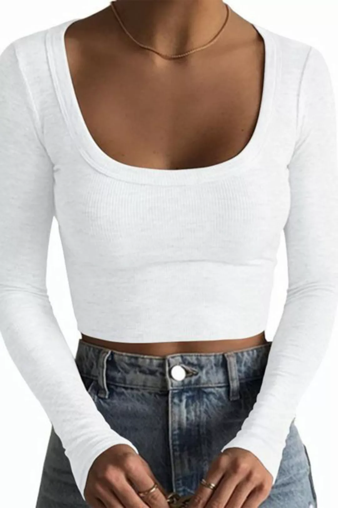 ENIX Trachtenbluse Damen langärmelig, Slim Fit, enganliegendes T-Shirt,Stre günstig online kaufen