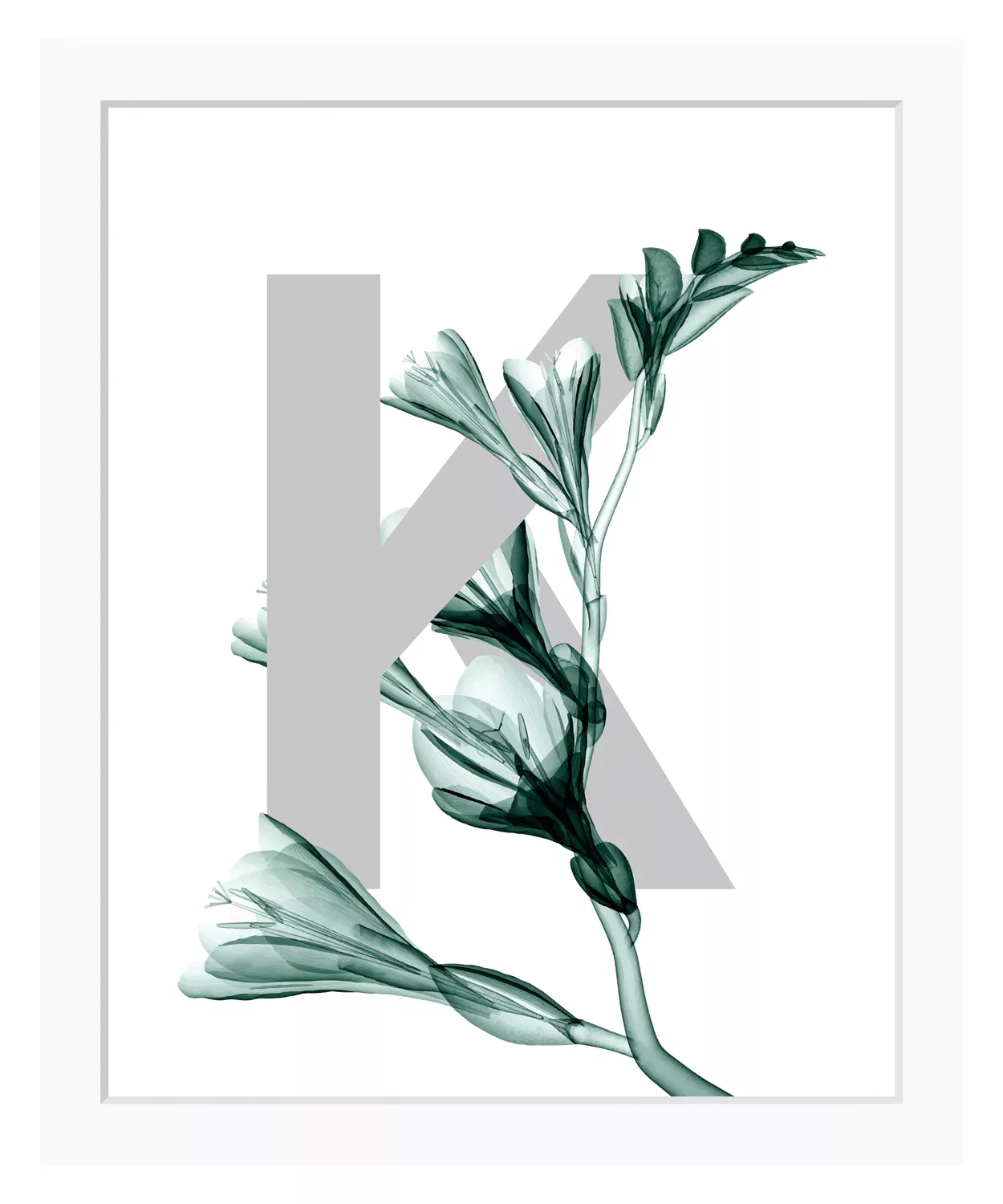 queence Bild "K-Flower", Buchstaben, Blume, gerahmt, Blätter günstig online kaufen