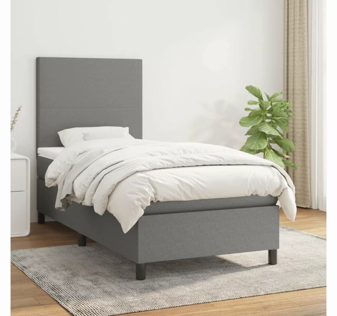 furnicato Bett Boxspringbett mit Matratze Dunkelgrau 100x200 cm Stoff günstig online kaufen