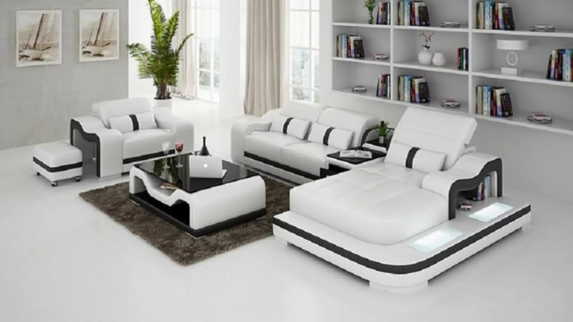 JVmoebel Sofa Luxus L-Form Sofa + Sessel Modernes Design Schwarz Neu, Made günstig online kaufen