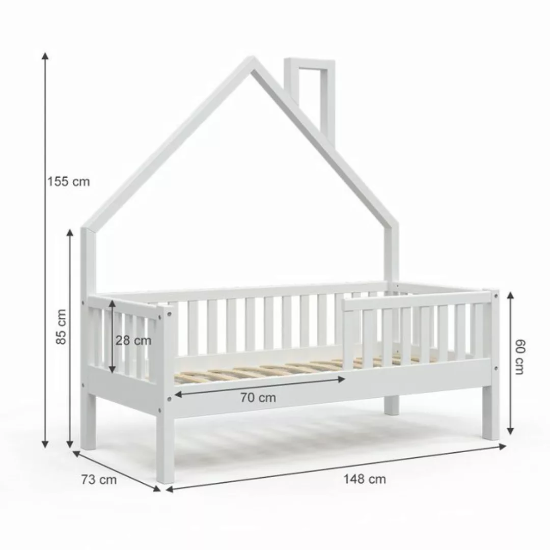VitaliSpa® Hausbett Kinderbett Spielbett Noemi 70x140cm Weiß Matratze günstig online kaufen