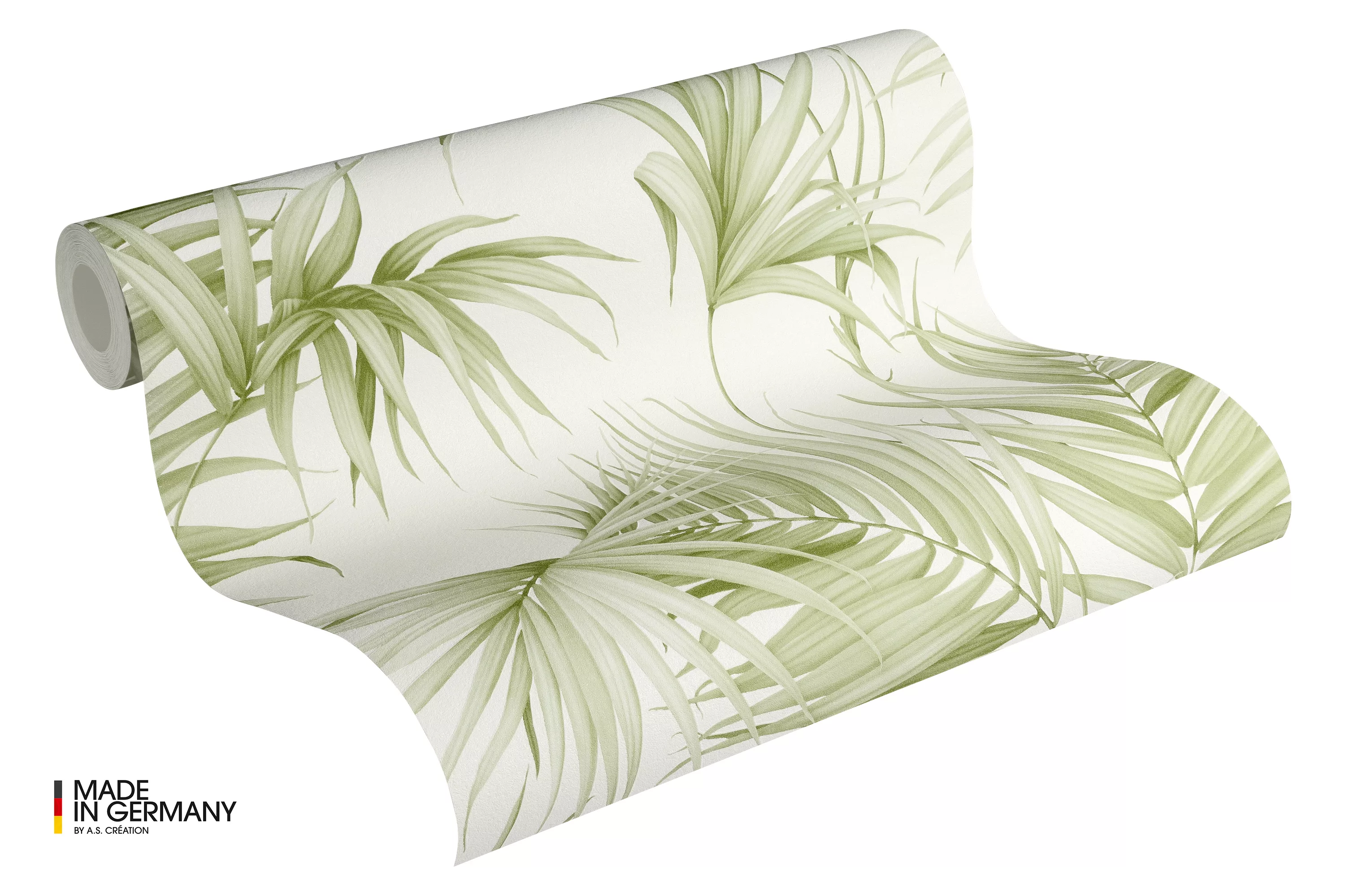 Bricoflor Farn Tapete Weiß Grün Palmenblätter Vliestapete Modern Ideal für günstig online kaufen