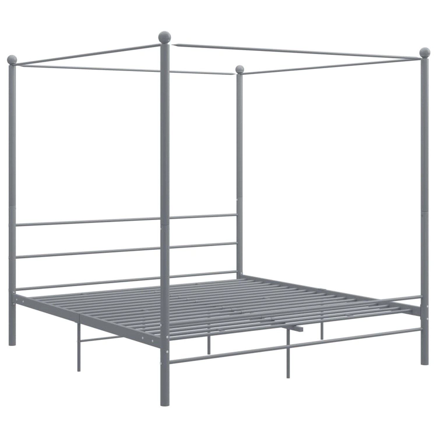 vidaXL Bett, Himmelbett Grau Metall 200x200 cm günstig online kaufen