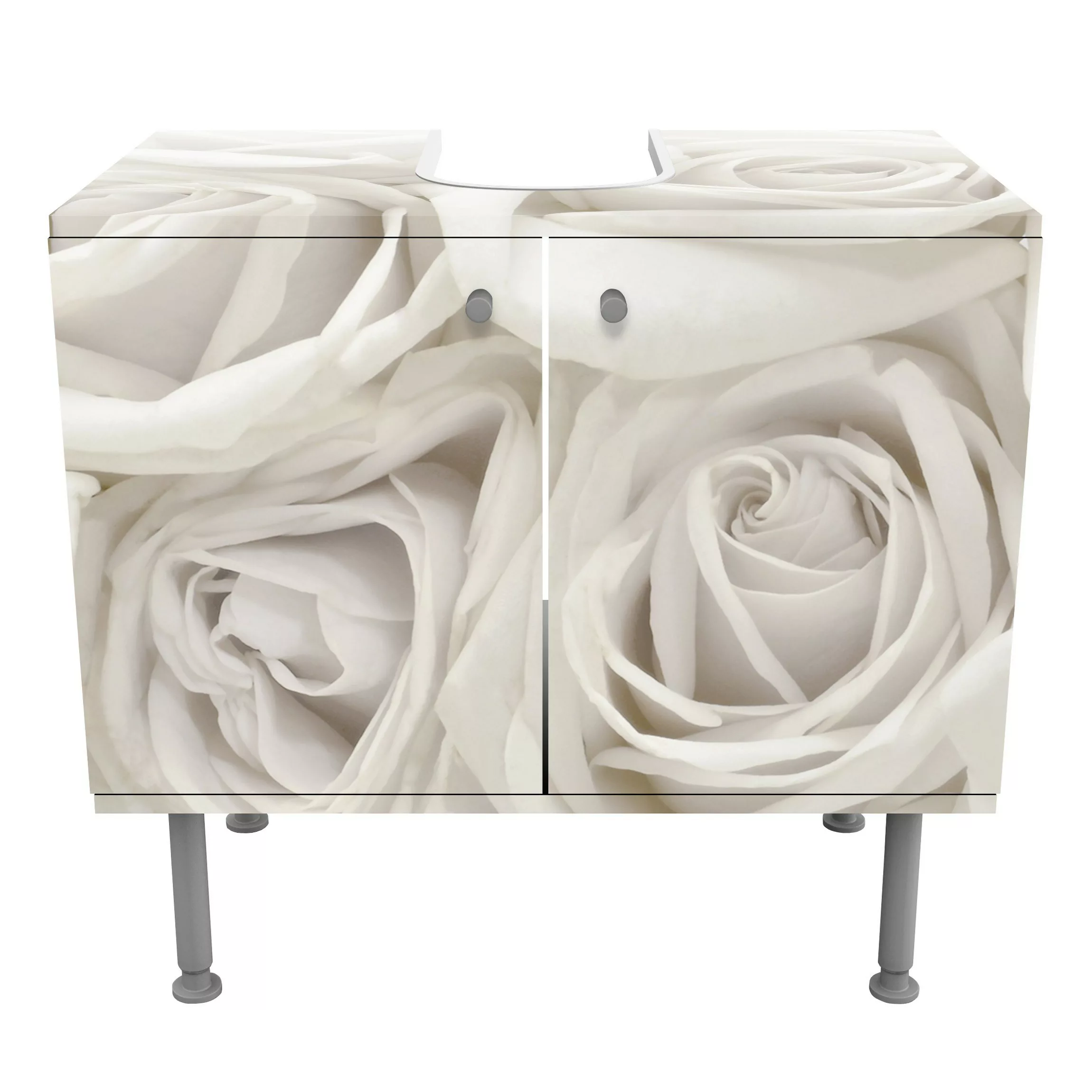 Waschbeckenunterschrank Blumen Rosen Weiße Rosen günstig online kaufen