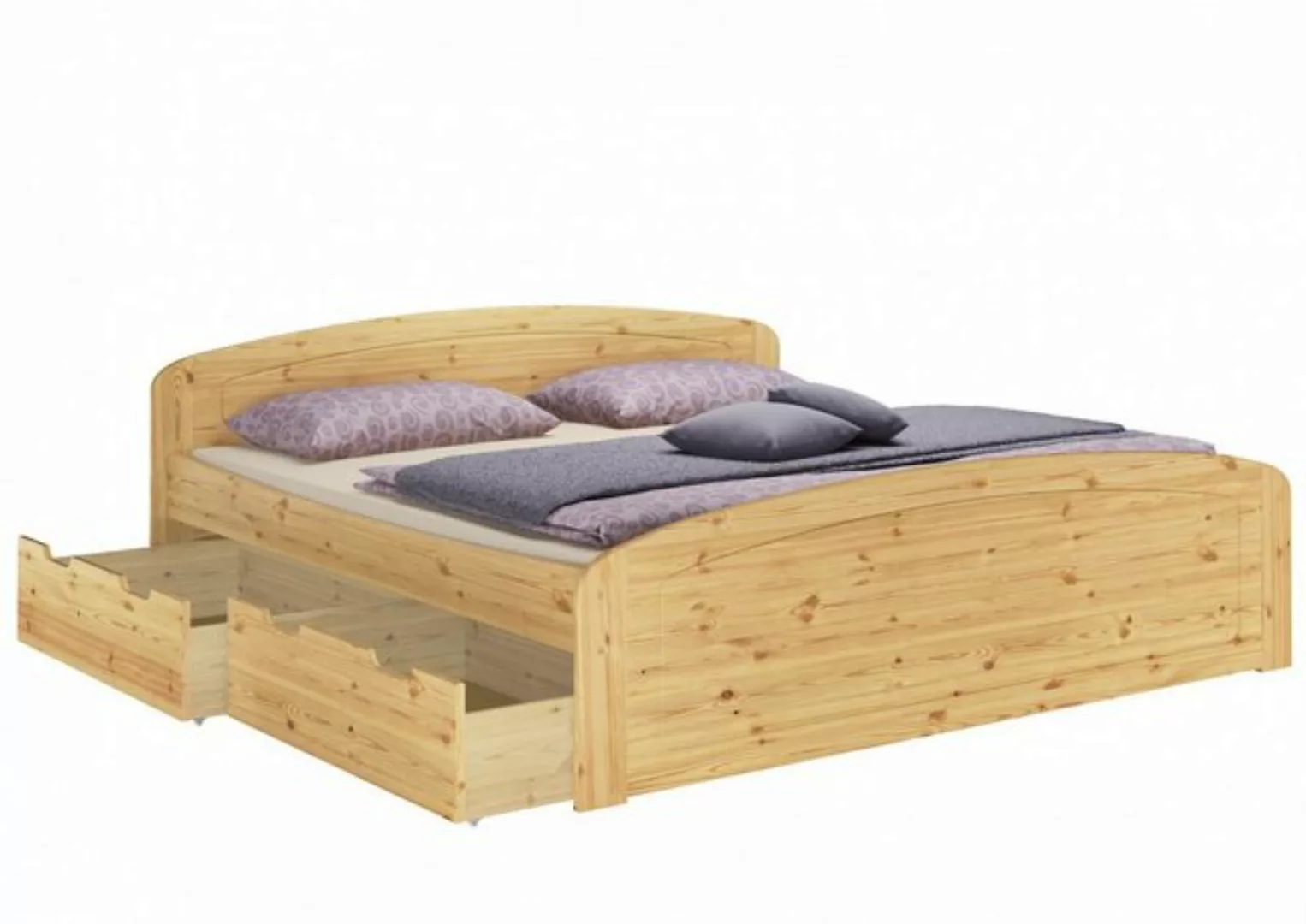 ERST-HOLZ Bett Funktionsbett 200x200 Kiefer mit 3 Bettkästen u. Rollrosten, günstig online kaufen