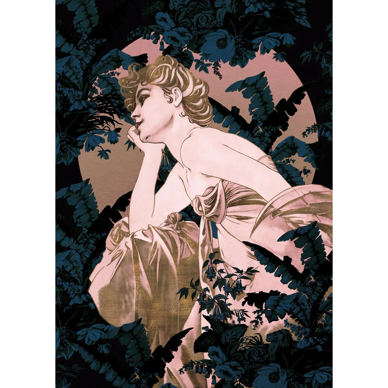 Sanders & Sanders Fototapete Jugendstil Blau und Rosa 200 x 280 cm 611820 günstig online kaufen