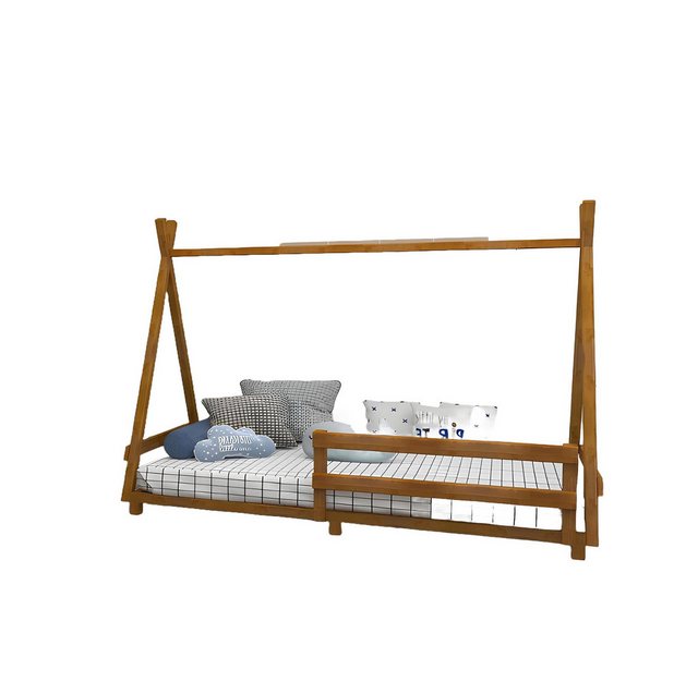 JVmoebel Bett Dunkelbraune Kinderzimmer Möbel Designer Bettrahmen Luxus Hol günstig online kaufen