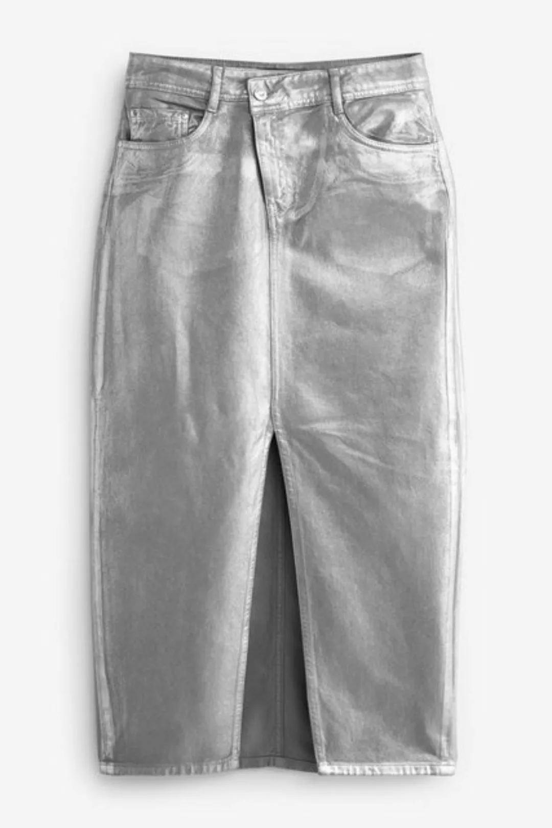 Next Jeansrock Jeans-Midirock Metallic mit asymmetrischer Taille (1-tlg) günstig online kaufen