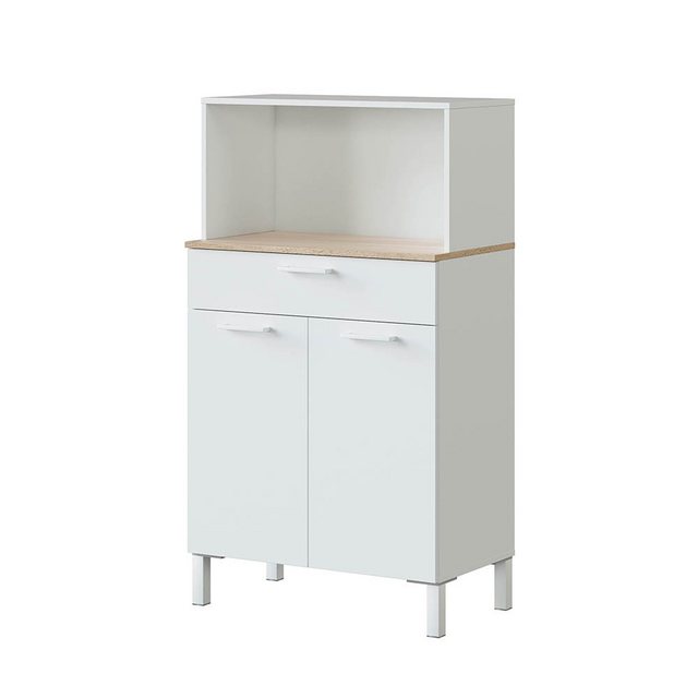 FORES HABITAT Mehrzweckschrank in Artik-Weiß/Kanada-Eiche - 72x126x40 (BxHx günstig online kaufen