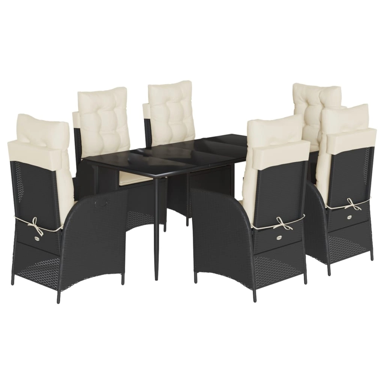 vidaXL 7-Tlg Garten-Essgruppe mit Kissen Schwarz Poly Rattan 3213159 günstig online kaufen