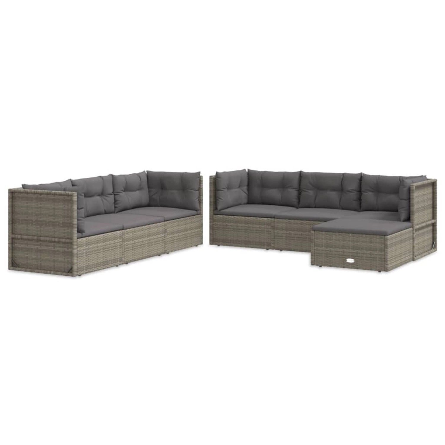 vidaXL 7-tlg Garten-Lounge-Set mit Kissen Grau Poly Rattan Modell 34 günstig online kaufen