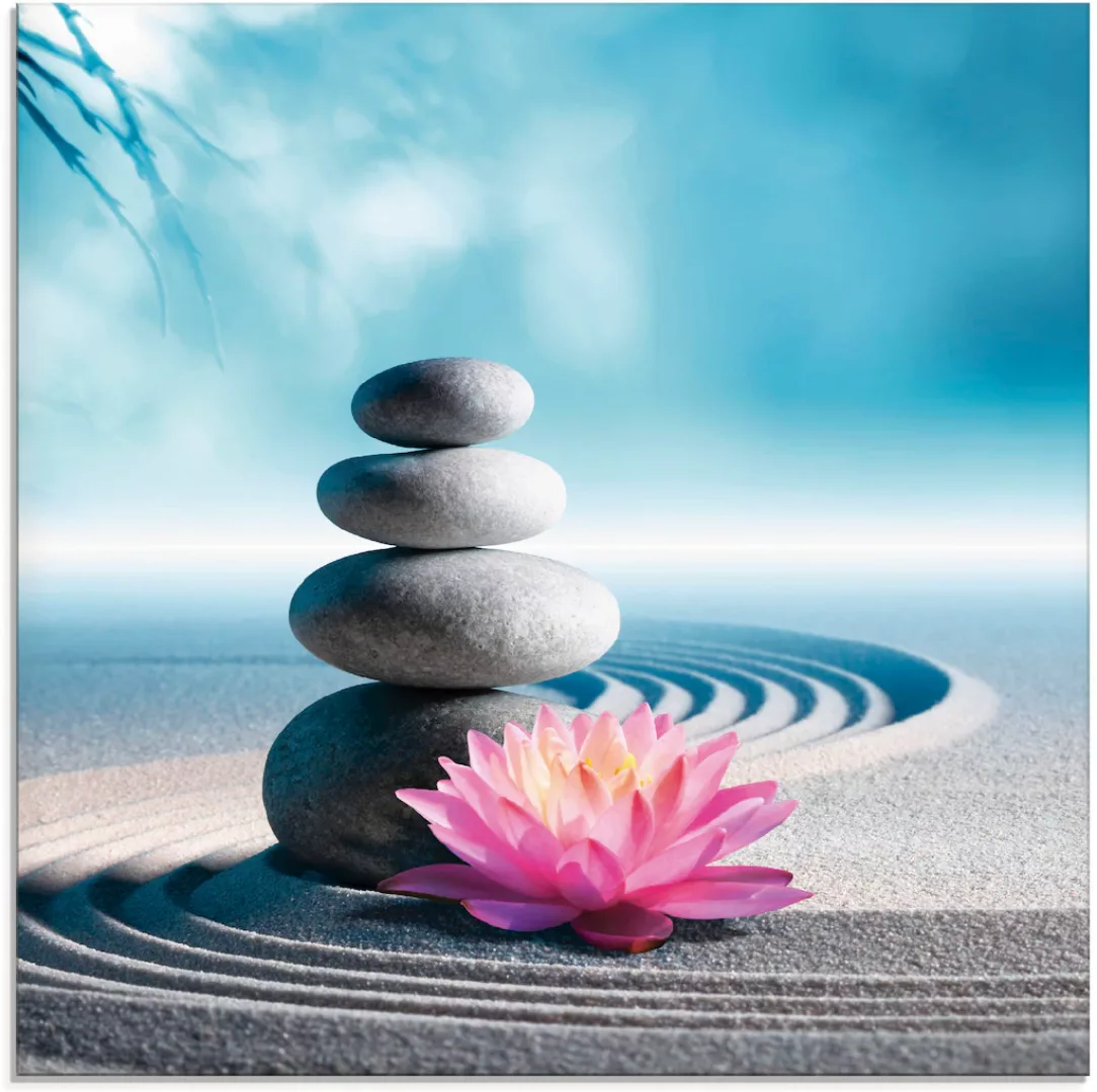 Artland Glasbild "Sand, Lilie und Spa-Steine in Zen-Garten", Zen, (1 St.), günstig online kaufen