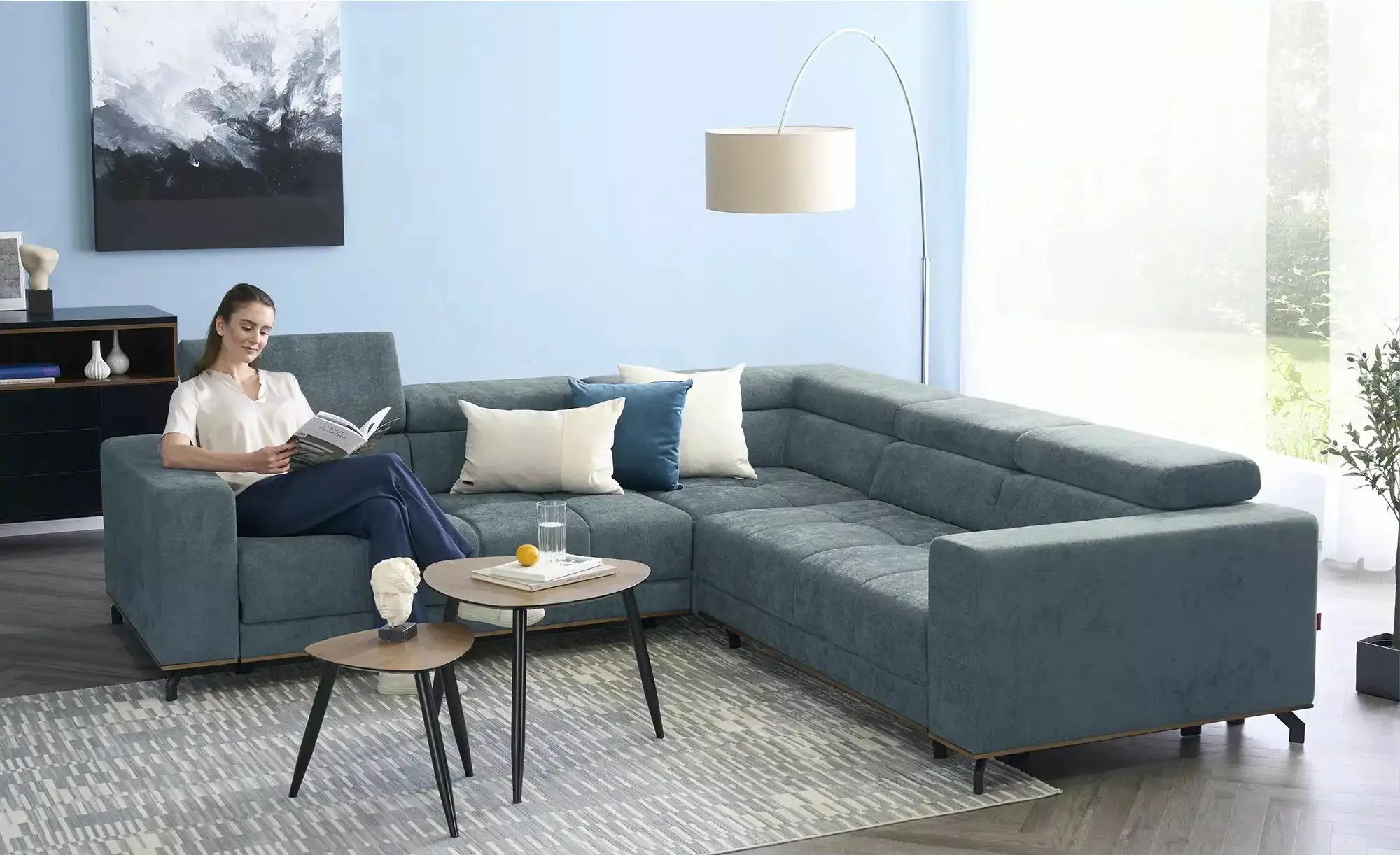 smart Ecksofa   Patricia ¦ blau ¦ Maße (cm): B: 269 H: 74 T: 269.0 Polsterm günstig online kaufen