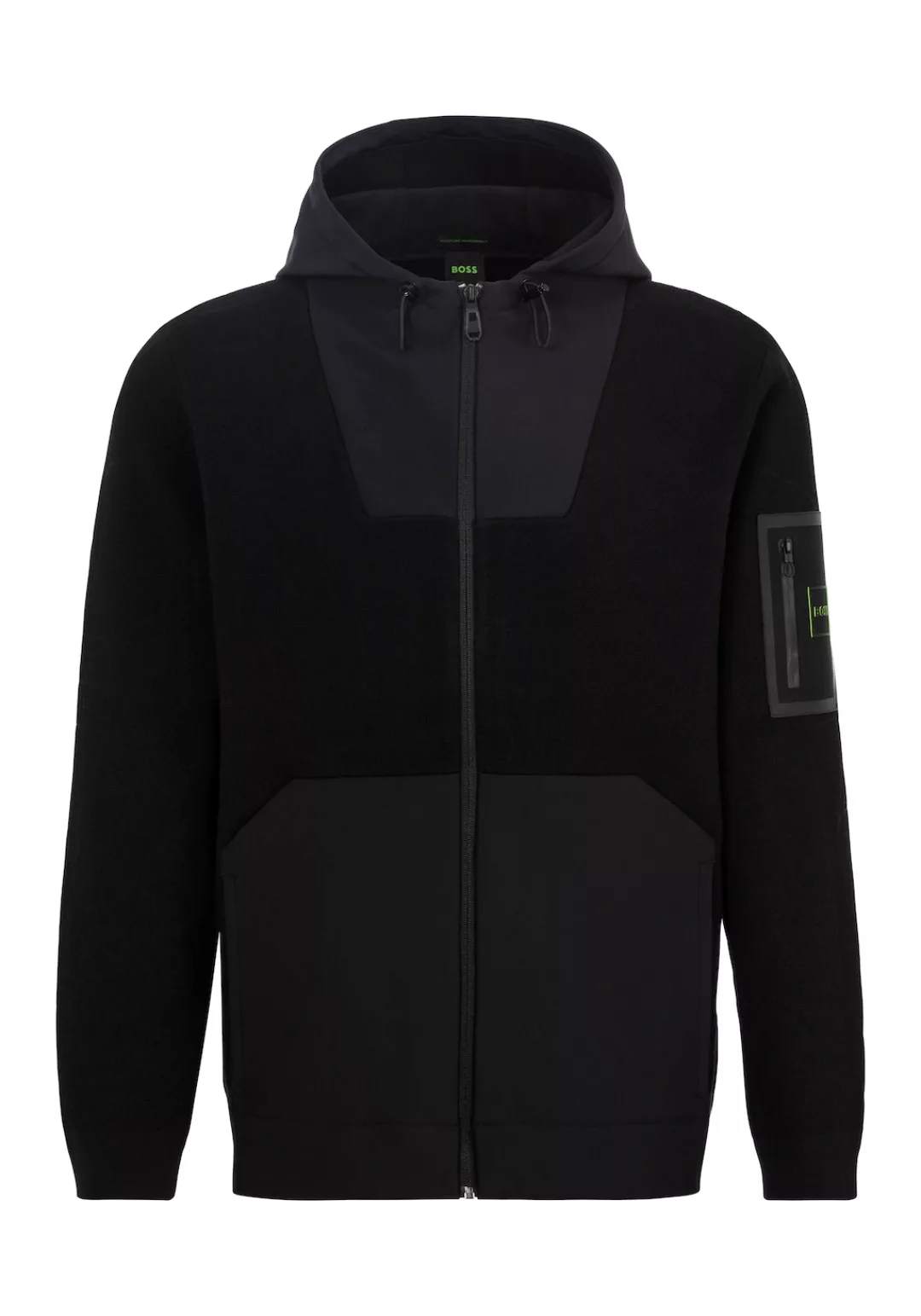 BOSS GREEN Strickfleecejacke "Mightor", mit Kapuze, mit reflektierenden Det günstig online kaufen