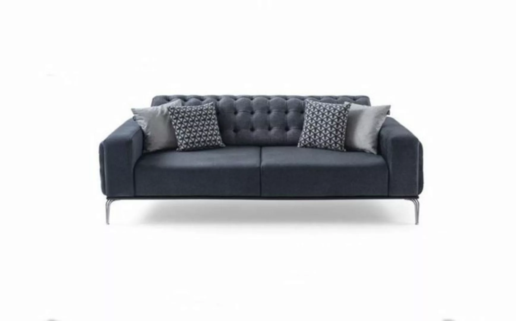 JVmoebel 3-Sitzer Chesterfield Grauer 3-Sitzer Wohnzimmer Dreisitzer Textil günstig online kaufen