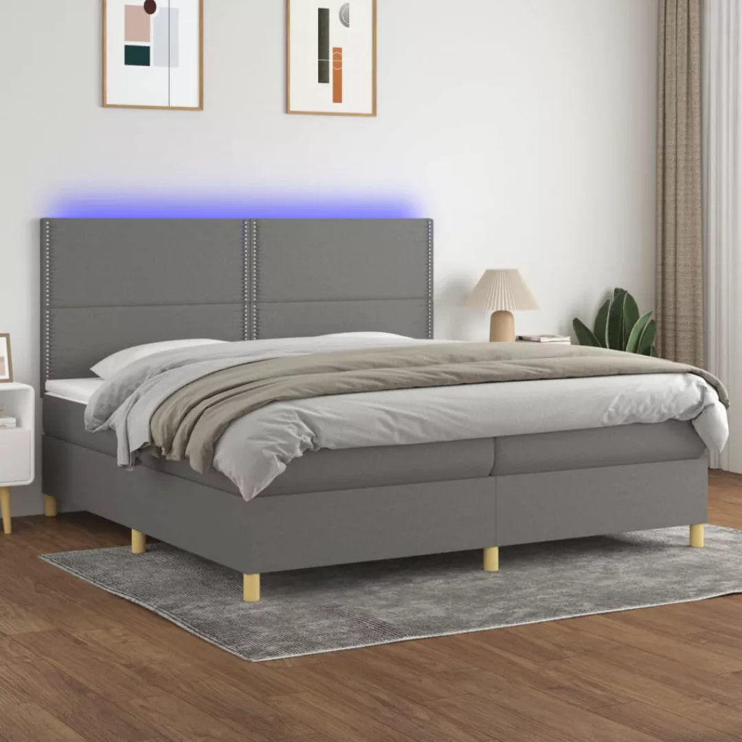 vidaXL Bettgestell Boxspringbett mit Matratze LED Dunkelgrau 200x200 cm Sto günstig online kaufen