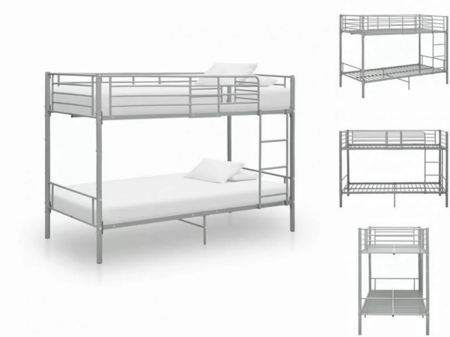 vidaXL Etagenbett Etagenbett Grau Metall 90200 cm Bett Bettrahmen Bettgeste günstig online kaufen