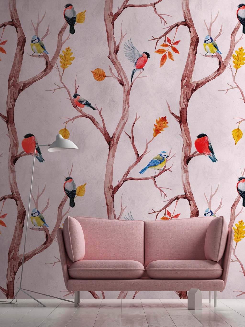 A.S. Création Fototapete Vlies Vögel Baum Äste 159 cm x 280 cm Rosa FSC® günstig online kaufen