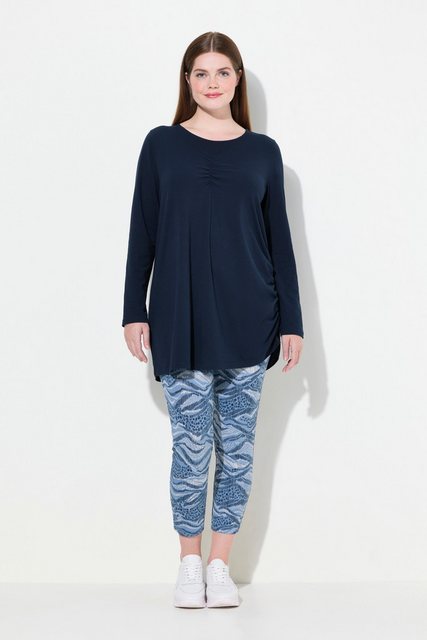 Ulla Popken Longshirt Longshirt drapiert Rundhals Langarm Biobaumwolle günstig online kaufen