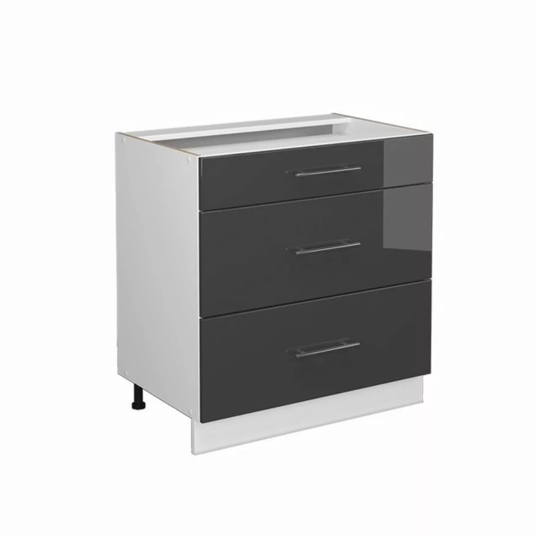 Vicco Midischrank Fame-Line Anthrazit HG/Weiß 80x81.6cm mit 3 Schubladen oh günstig online kaufen