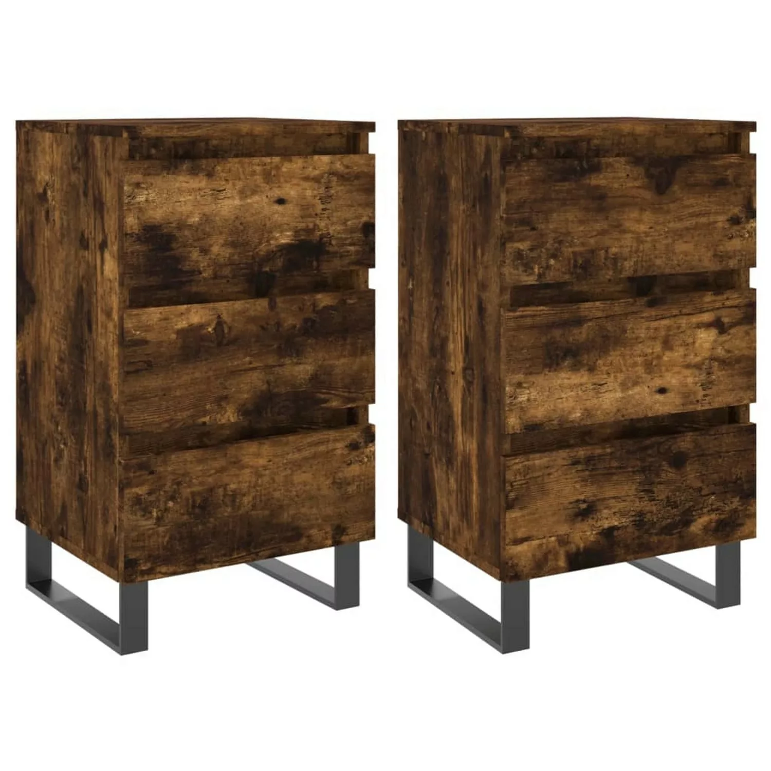 vidaXL Nachttische 2 Stk Räuchereiche 40x35x69 cm Holzwerkstoff Modell 1 günstig online kaufen