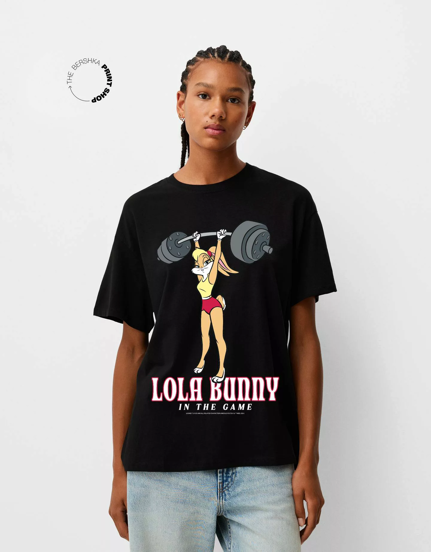 Bershka Oversize-T-Shirt Looney Tunes Mit Kurzen Ärmeln Damen L Schwarz günstig online kaufen