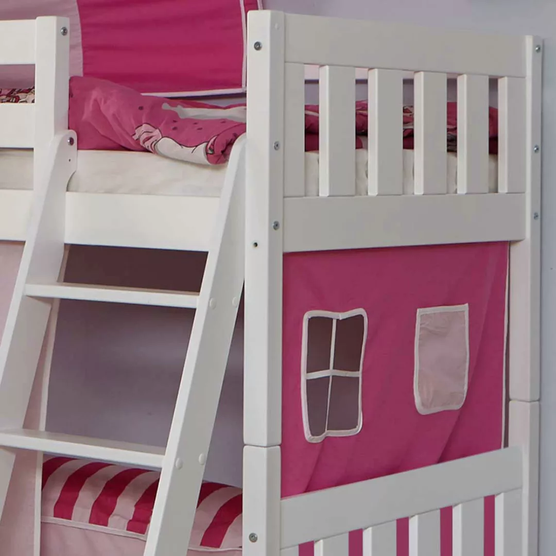 Kinderstockbett im Prinzessin Design Vorhang und Tunnel günstig online kaufen