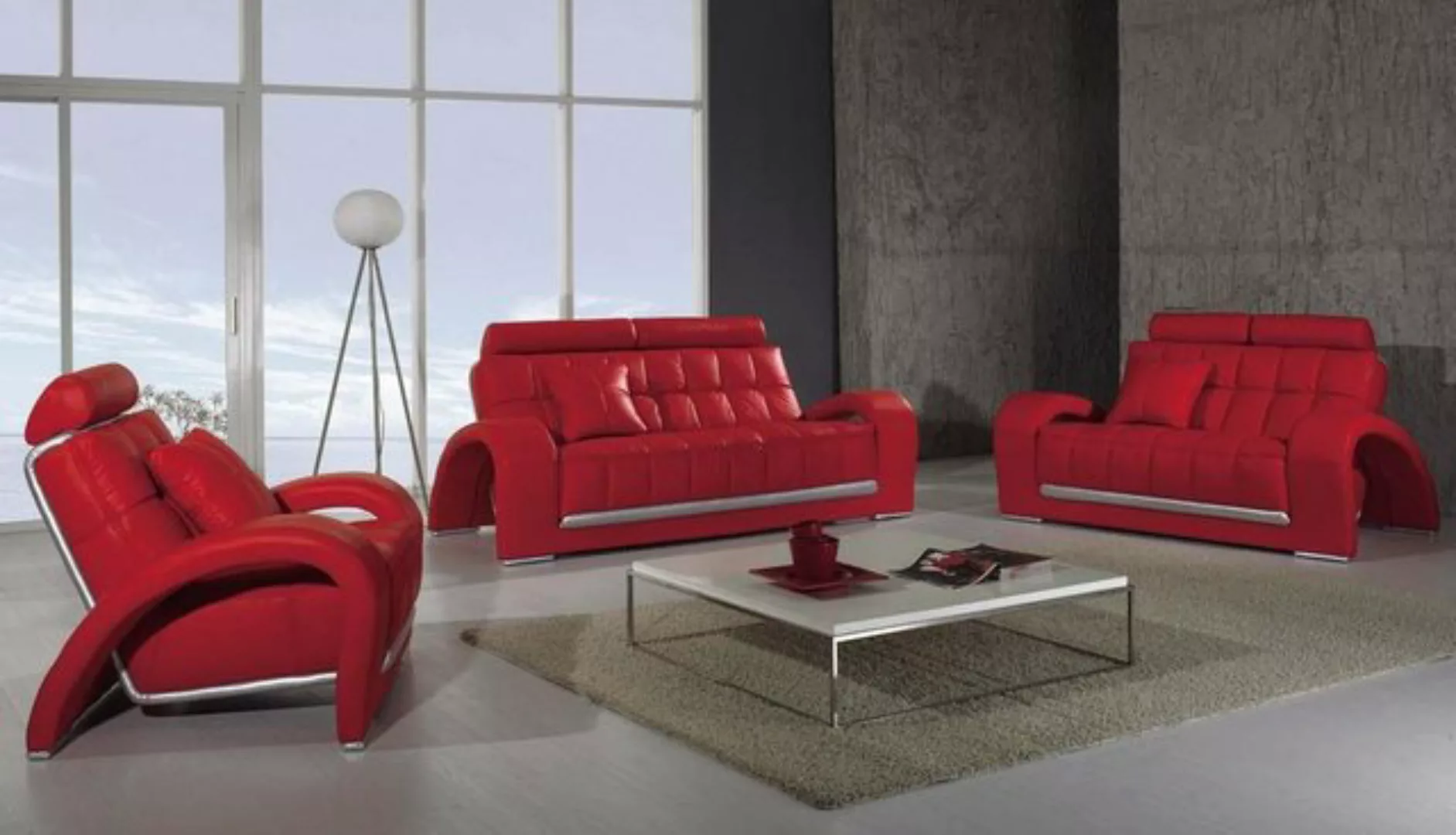 JVmoebel Sofa Ledersofa Couch Wohnlandschaft 3+1+1 Sitzer Sofa Sofa Set Neu günstig online kaufen