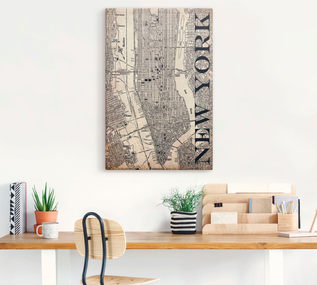 Artland Wandbild »New York Karte Straßen Karte Grunge«, Amerika, (1 St.), a günstig online kaufen