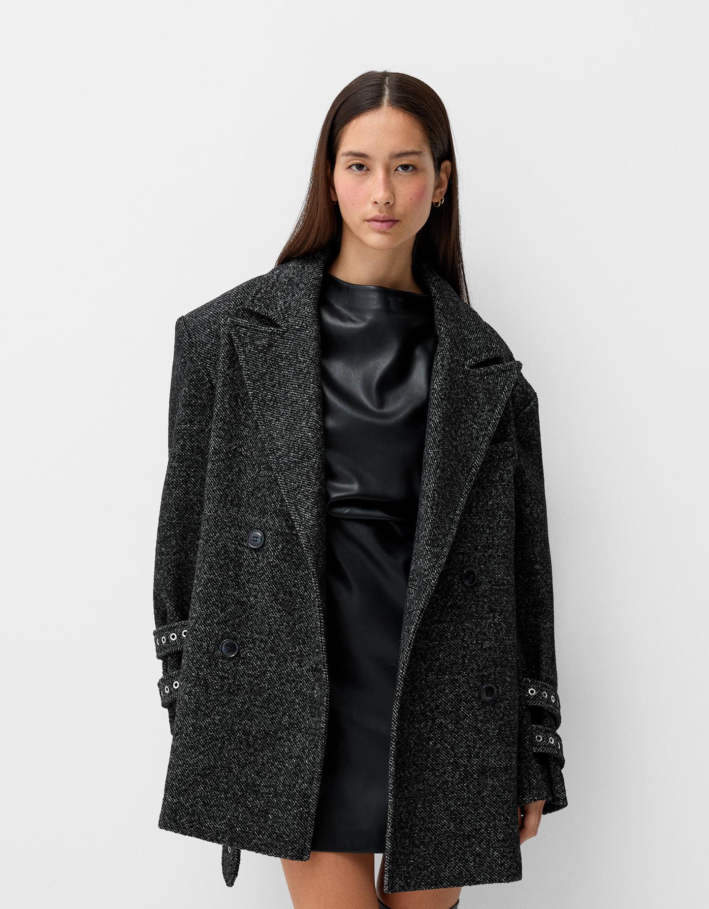 Bershka Mantel Generation Bershka Mit Eyelets-Ösen Damen Xs-S Schwarz günstig online kaufen