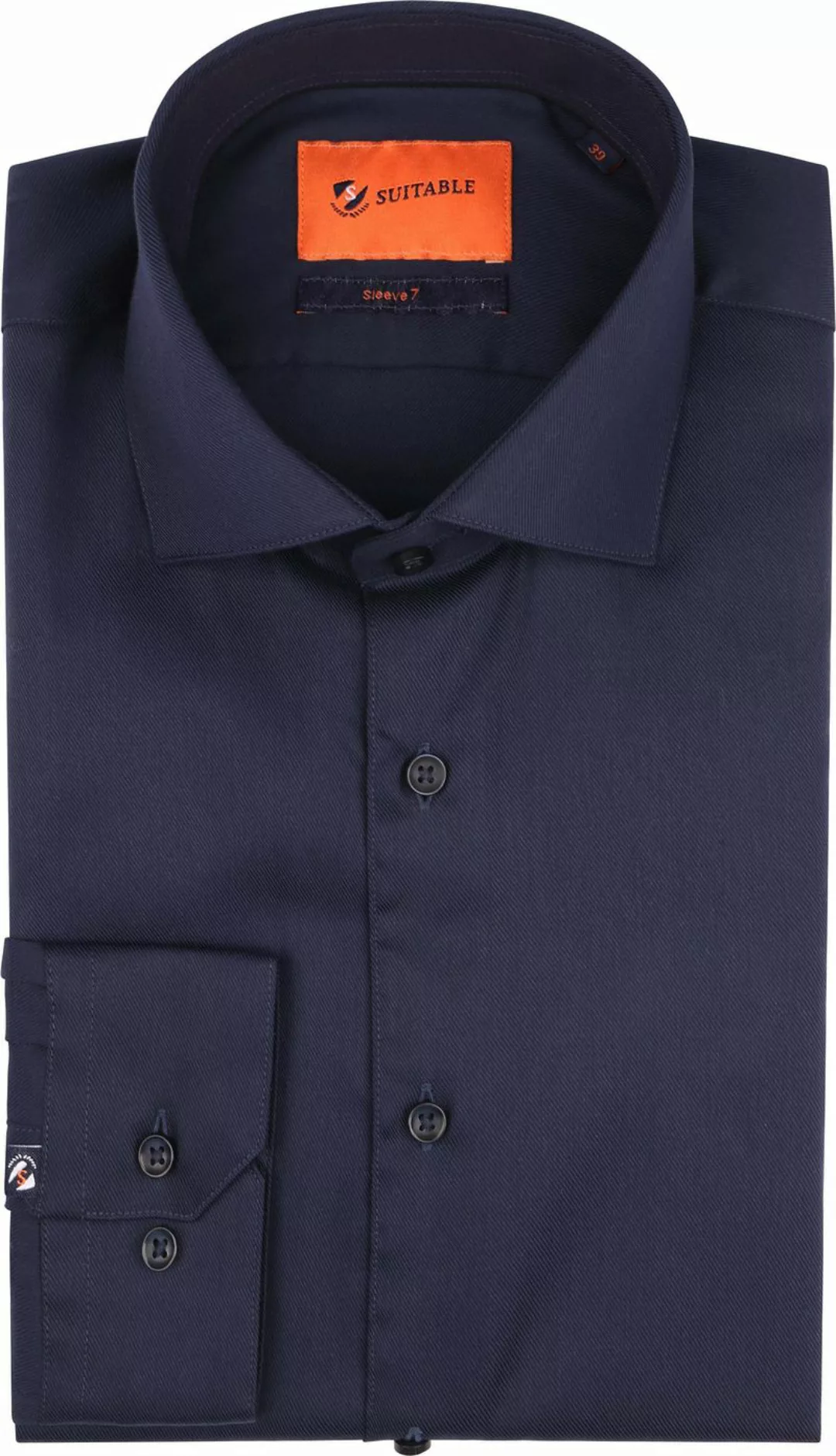 Suitable Hemd Extra Lange Ärmel Twill Navy - Größe 38 günstig online kaufen