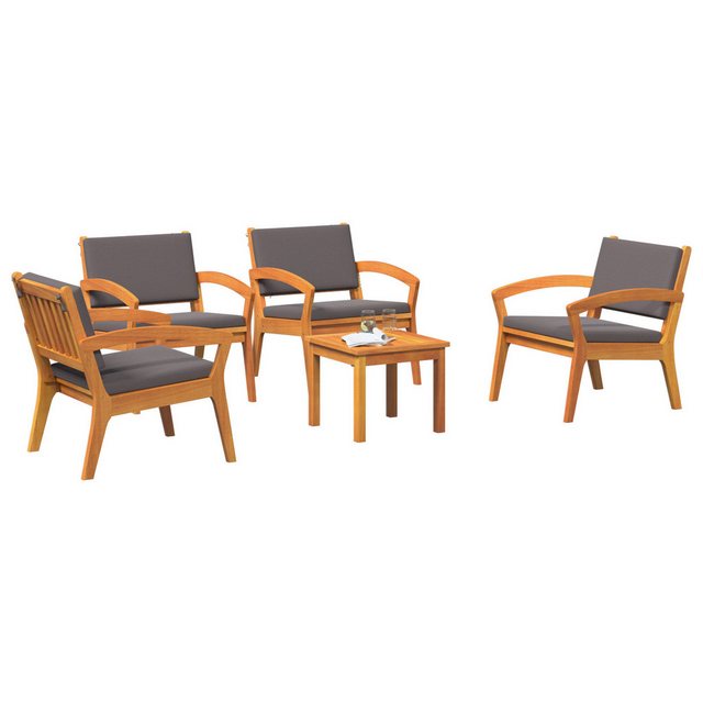 vidaXL Loungesofa Set aus 2 Dunkelgrau Massivholz, Stoff in Anthrazit Mitte günstig online kaufen