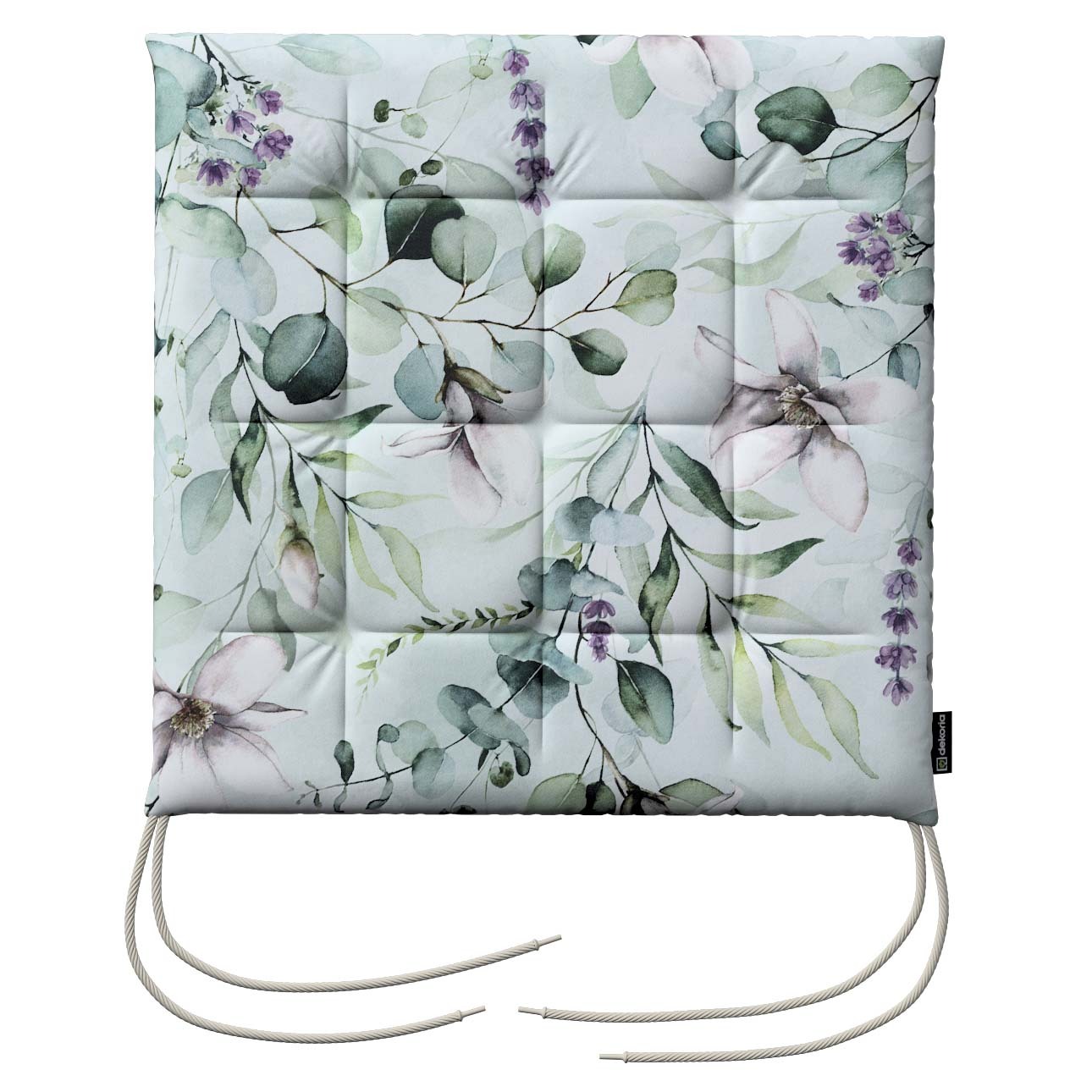 Stuhlkissen Ulrich mit Bindeschnur, mintgrün-weiß, 40 x 40 x 3,5 cm, Flower günstig online kaufen