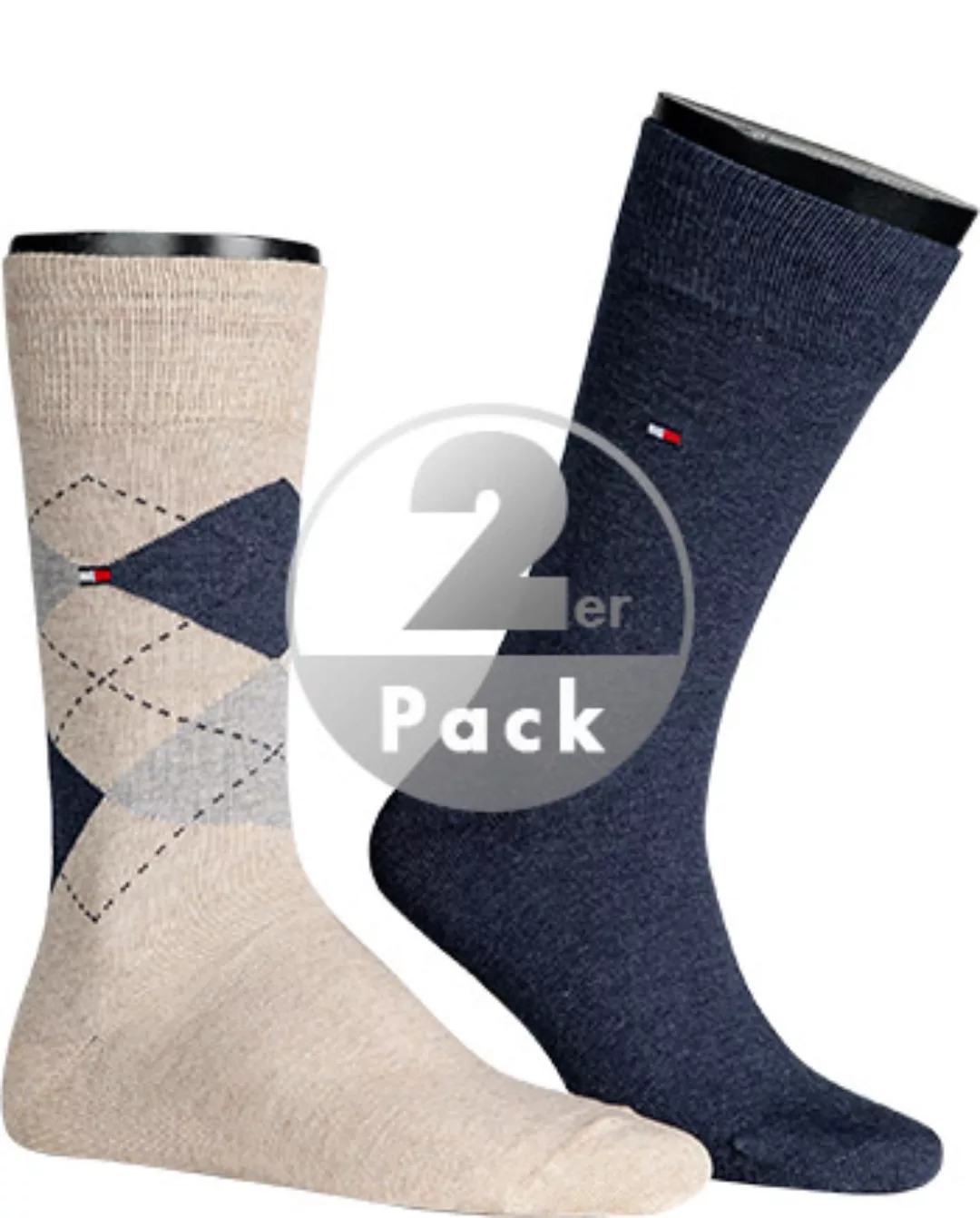 Tommy Hilfiger Check Classic Socken 2 Paare EU 47-49 Beige Melange günstig online kaufen
