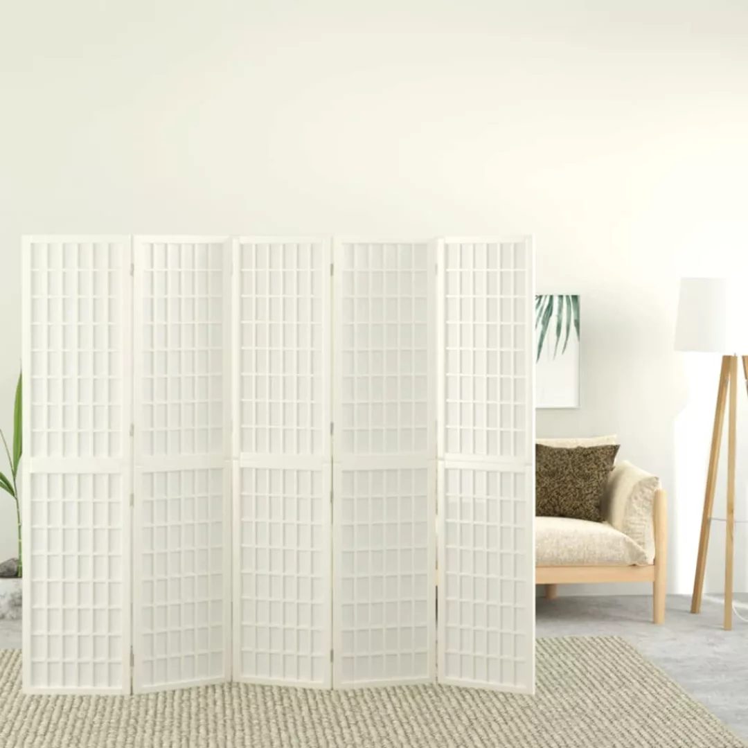 Vidaxl 5-tlg. Paravent Japanischer Stil Faltbar 200x170 Cm Weiß günstig online kaufen