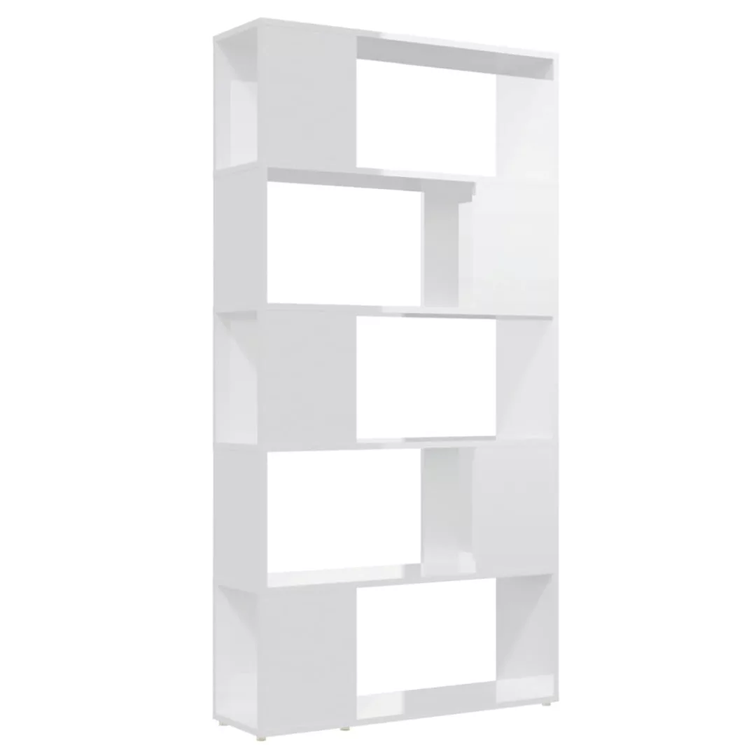 Bücherregal Raumteiler Hochglanz-weiß 80x24x155cm Spanplatte günstig online kaufen