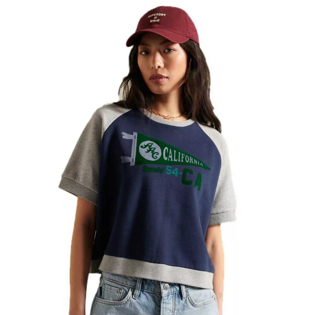Superdry Collegiate Colourblock Kurzarm T-shirt L Pilot Mid Blue günstig online kaufen