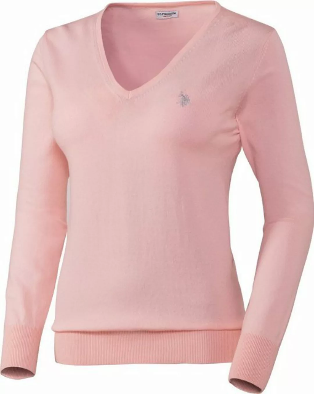 U.S. Polo Assn V-Ausschnitt-Pullover aus weichem Baumwollmix-Strick und lei günstig online kaufen