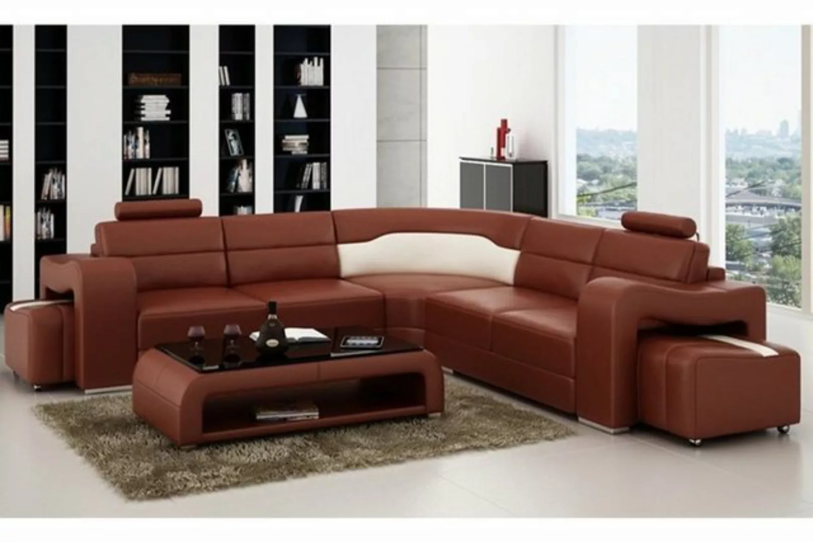 JVmoebel Ecksofa Ecksofa Sofa Couch Polster Wohnlandschaft Leder Eck Sofa, günstig online kaufen