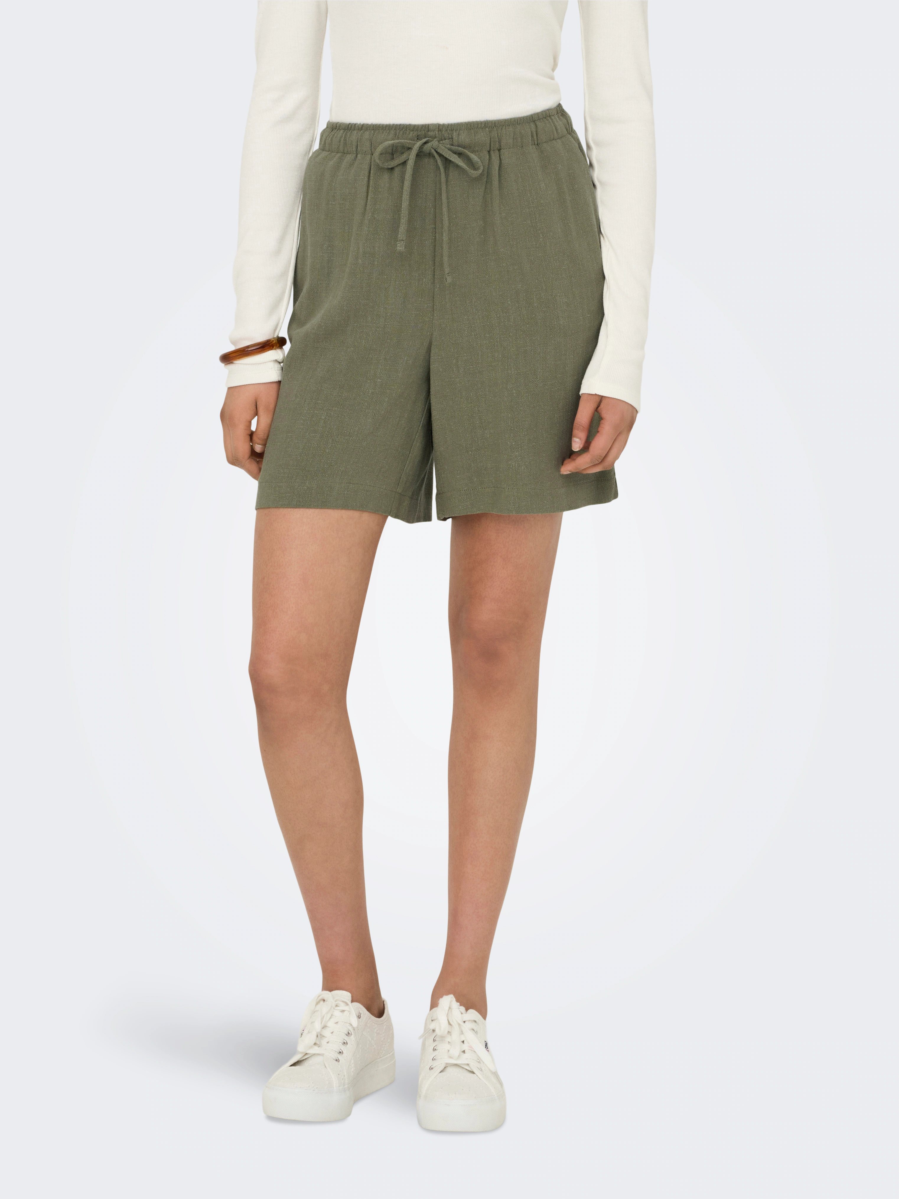 ONLY Shorts "ONLSIESTA MW PULL-UP LINEN BL SHORTS OS", mit Leinen günstig online kaufen