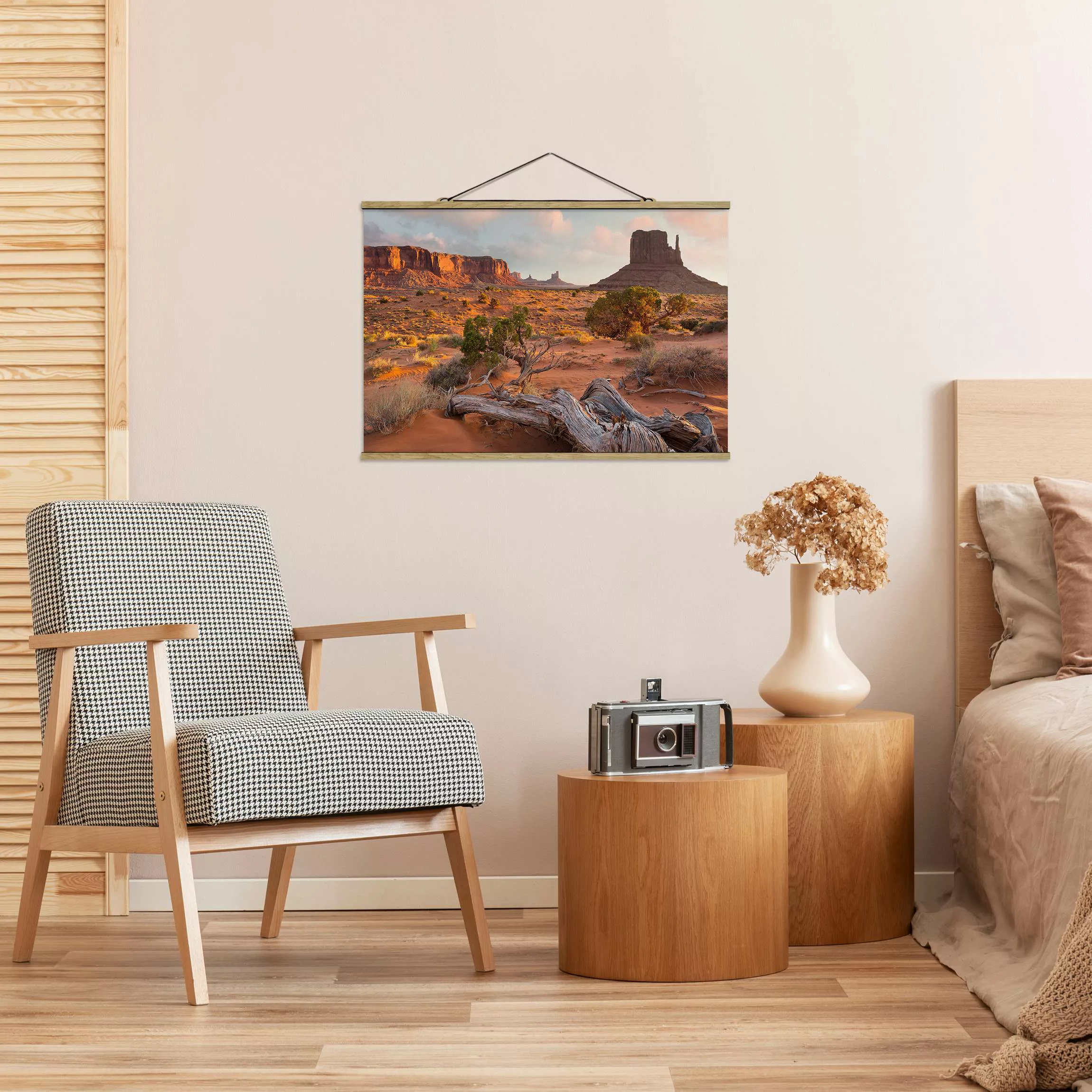 Stoffbild Berge mit Posterleisten - Querformat Monument Valley Navajo Triba günstig online kaufen
