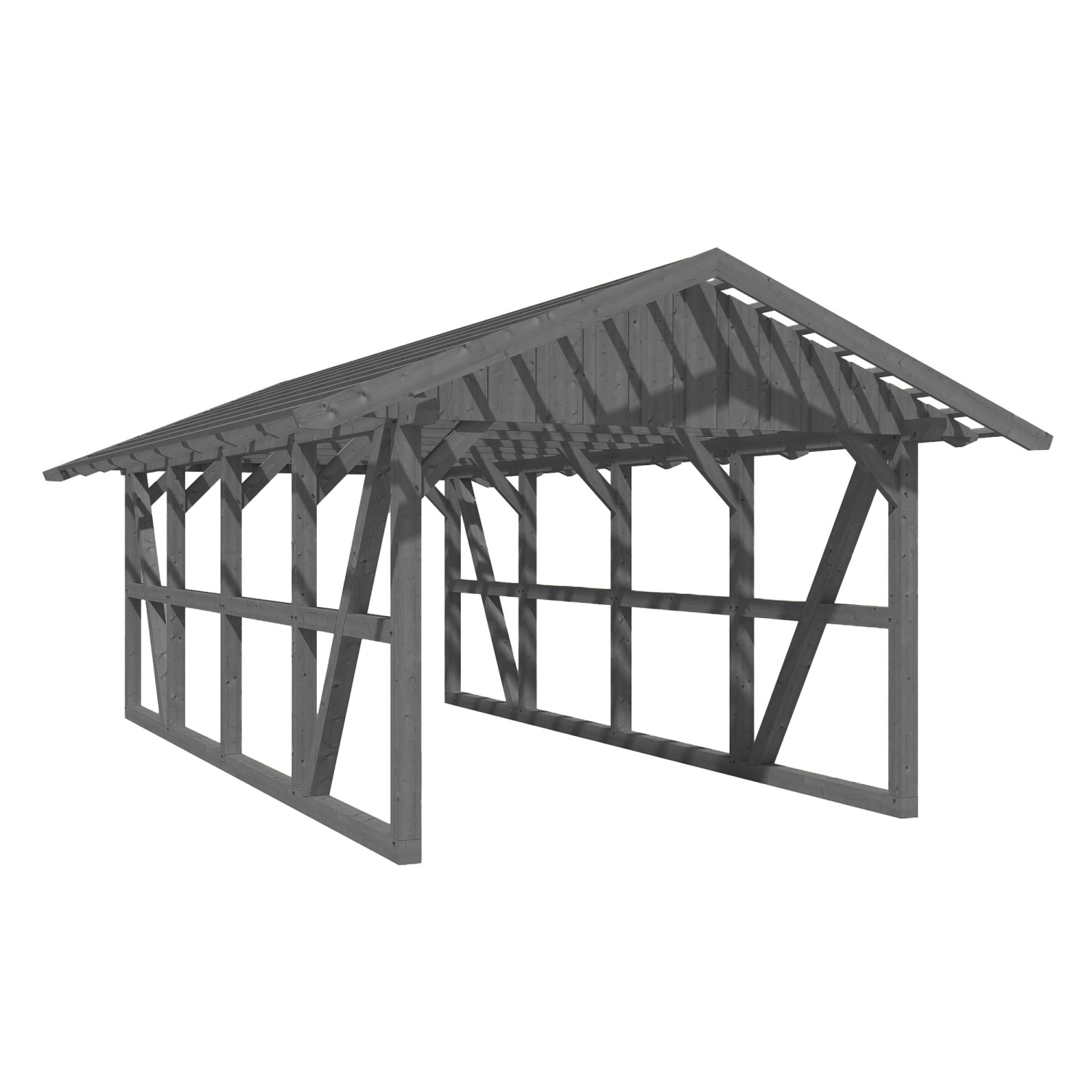 Skan Holz Carport Schwarzwald mit Dachlattung 424 x 772 cm Grau günstig online kaufen