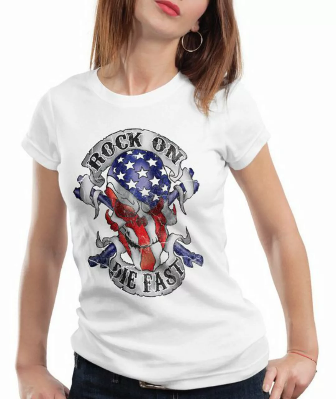 style3 T-Shirt USA Rocker Skull Totenkopf Flagge biker stars stripes amerik günstig online kaufen