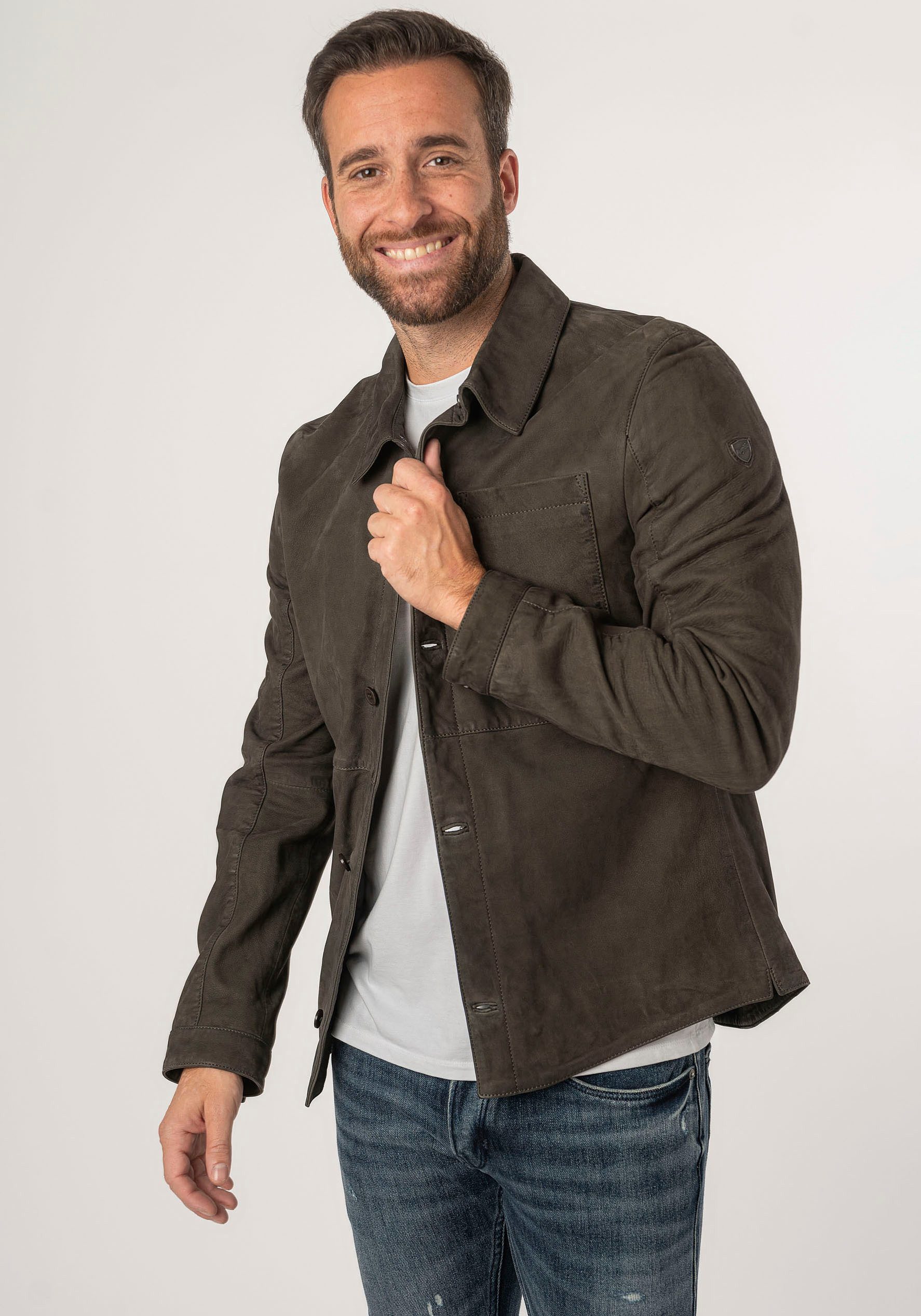 Mauritius Lederjacke MMJemmo mit Hemdblusenkragen, Knopfleiste günstig online kaufen