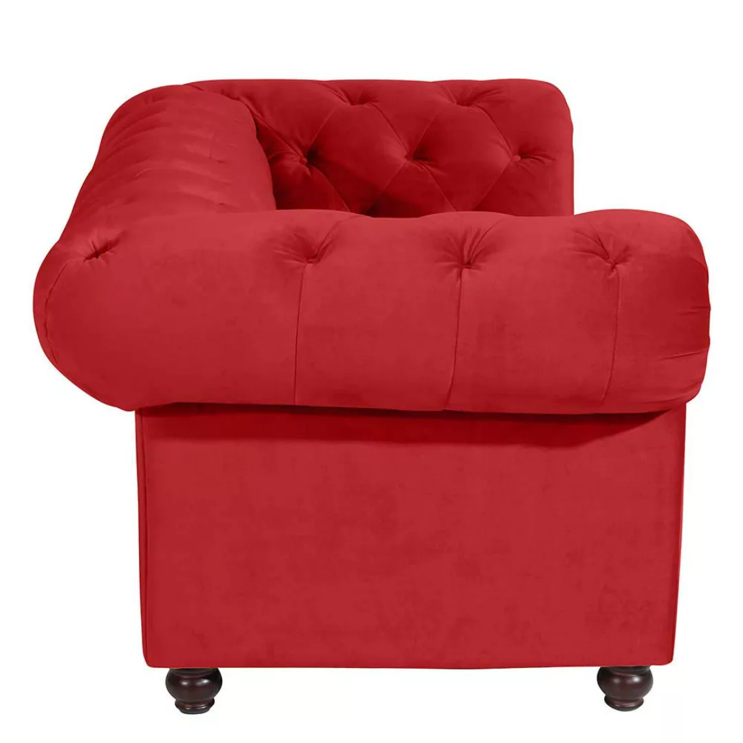 Zweier Sofa Rot aus Samtvelours Chesterfield Look günstig online kaufen
