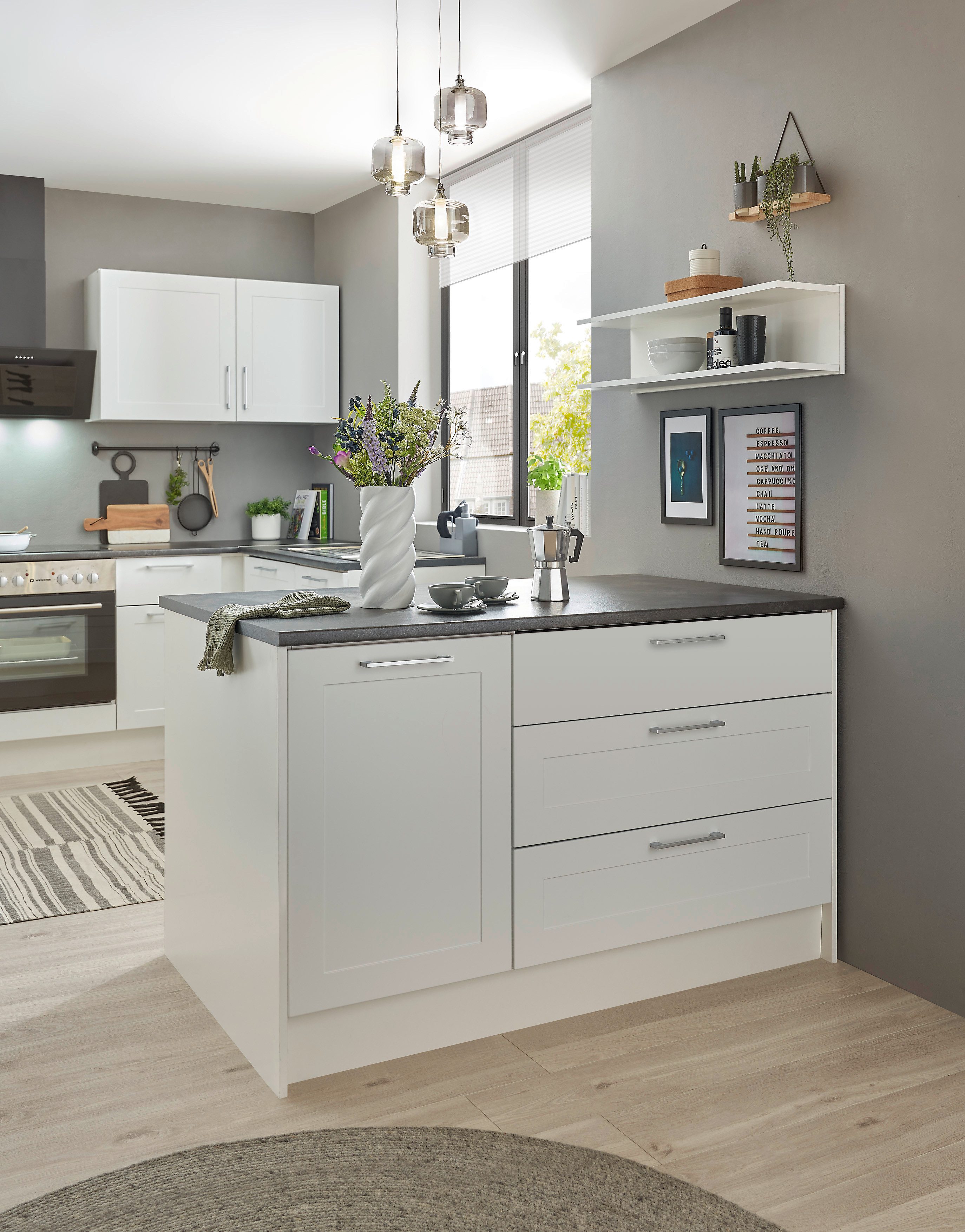 BASIC by Balculina Kücheninsel "Marsi", Breite 145 cm, Türen und Schubkäste günstig online kaufen