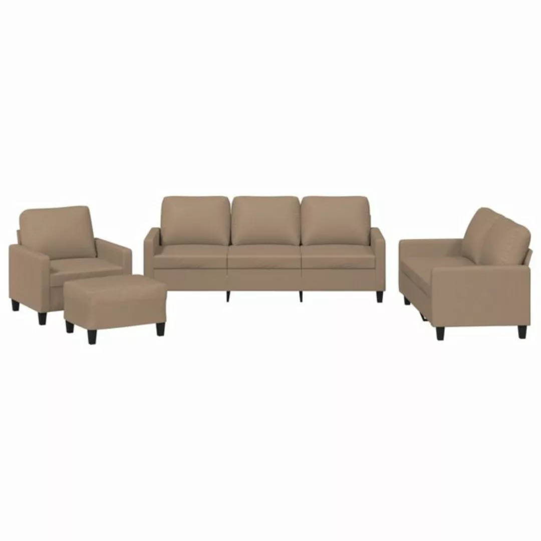 vidaXL Sofa Sofagarnitur mit Kissen Kunstleder, Standard + Fußhocker, Braun günstig online kaufen