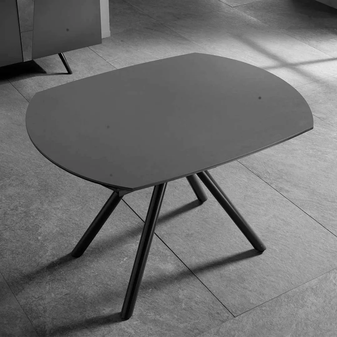 Ausziehbarer Esszimmer Tisch mit Keramikplatte Dunkelgrau günstig online kaufen